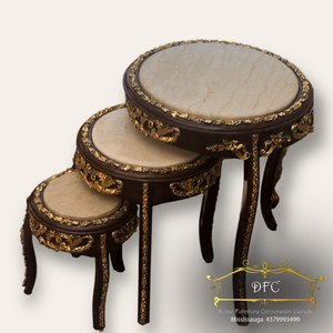 Marble top triple table set