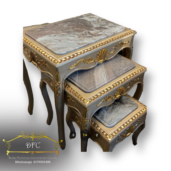 Marble top triple table set